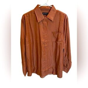 Merigold Kiss Women’s Rust Western Button Down Blouse Moisture Wicking New